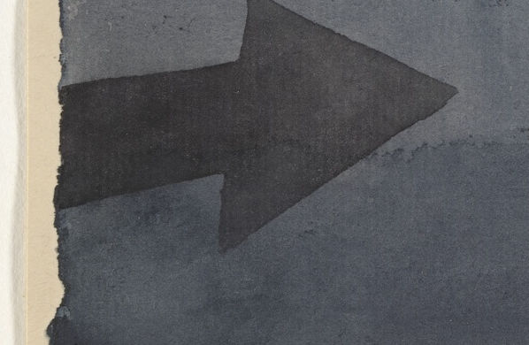 Detail 5: Dark arrow at lower left in Fright of a Girl